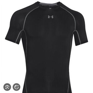Men’s Under Armour Black Short-Sleeve Swim Rash Guard with Gray Accents